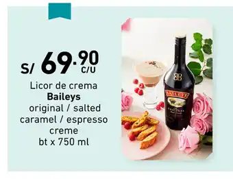 Plaza Vea Licor de Crema Baileys original / salted caramel / espresso creme bt x 750ml oferta