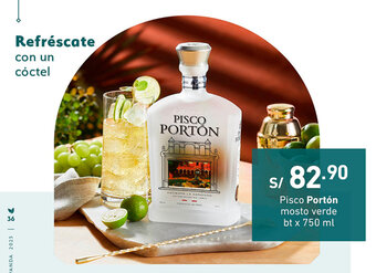 Plaza Vea Pisco Portón Mosto Verde bt x 750ml oferta