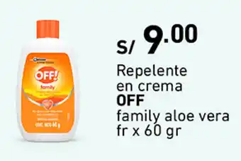 Plaza Vea Repelente en Crema OFF aloe vera fr x 60g oferta