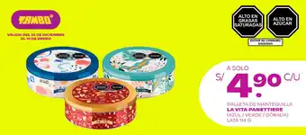 Tambo Galleta de Mantequilla La Vita Panettiere (azul / verde / dorada) lata 114g oferta