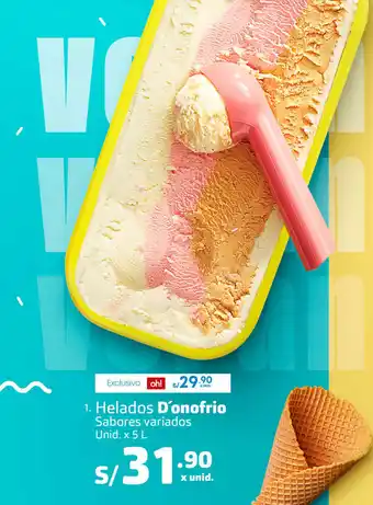 Plaza Vea Helados D'Onofrio sabores variados unid x 5L oferta