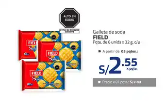 Plaza Vea Galleta de Soda Field pqte. de 6 unids x 32g oferta