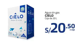 Plaza Vea Agua sin Gas Cielo caja de 20L oferta