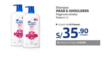 Plaza Vea Shampoo Head & Shoulders fragancias variadas frasco x 1L oferta