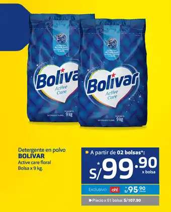 Plaza Vea Detergente en Polvo Bolivar Active Care Floral bl x 9kg oferta