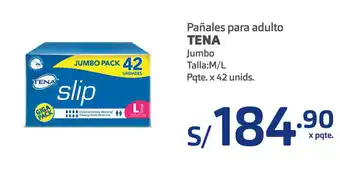 Plaza Vea Pañales para Adulto Tena Jumbo talla; M/L pqte. x 42 unids oferta