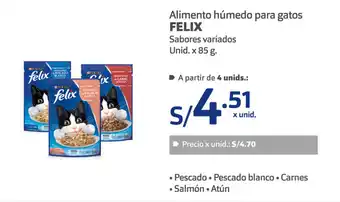 Plaza Vea Alimento Húmedo para Gatos Felix sabores variados unid x 85g oferta
