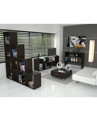 Tiendas EFE Rack extensible tuhome tv 40 + biblioteca escalera + arrimo + mesa de centro - wengue oferta