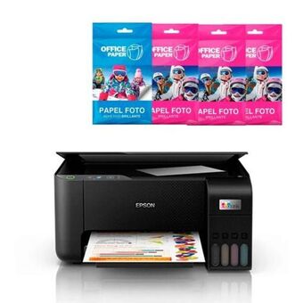 Hiraoka Impresora multifuncional epson ecotank l3210 + papel foto adhesivo brillante 120g x 25 hojas jumbo + papel foto brillante 180 oferta
