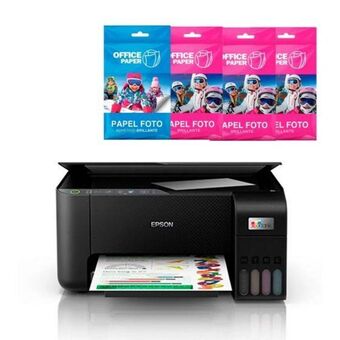 Hiraoka Impresora multifuncional epson ecotank l3250 + papel foto adhesivo brillante 120g x 25 hojas jumbo + papel foto brillante 180 oferta