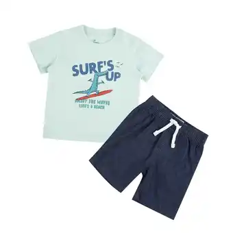 Tottus Conjunto chambray bebe 24m verde claro oferta