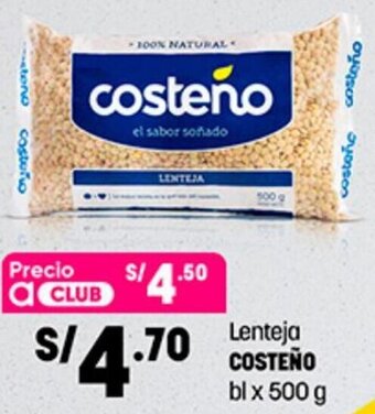 Plaza Vea Lenteja Costeño 500g oferta