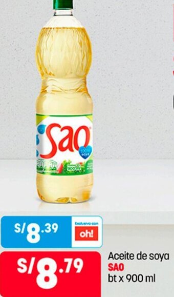 Plaza Vea Aceite de Soya Sao 900ml oferta