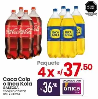 Vega Coca Cola o Inca Kola 4x3L oferta
