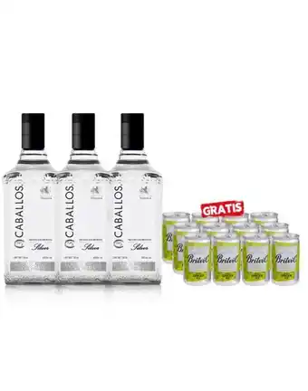 Sumon Licores Tequila tres caballos silver 750ml x3 und+britvic ginger ale 150 ml x 12 und oferta