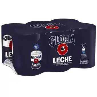 Vivanda Leche gloria entera reconstituida 6 pack lata 400g oferta