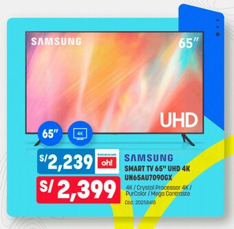 Plaza Vea Samsung Smart Tv 65" UHD 4K UN65AU7090GX oferta