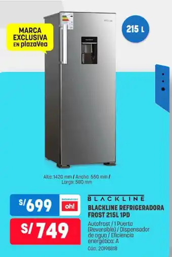 Plaza Vea Blackline Refrigeradora Frost 215L 1PD oferta