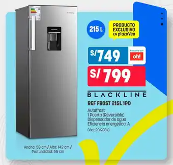 Plaza Vea Blackline Ref Frost 215L 1PD oferta