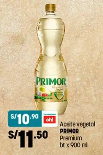 Plaza Vea Aceite Vegetal Primor Premium bt x 900ml oferta
