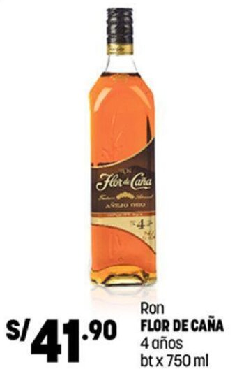 Plaza Vea Ron Flor de Caña 4 años bt x 750ml oferta