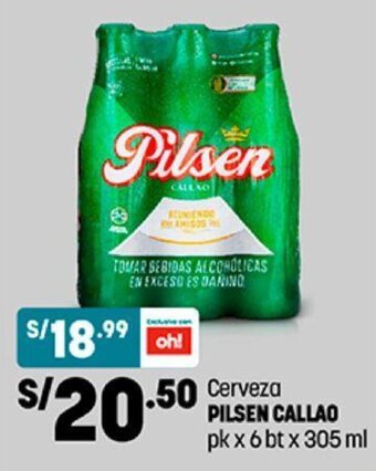 Plaza Vea Cerveza Pilsen Callao pk x 6 bt x 305ml oferta