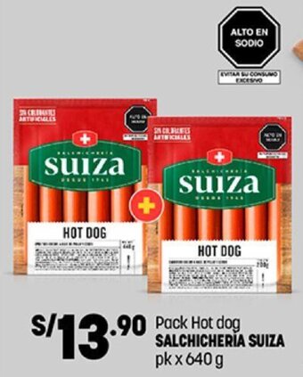 Plaza Vea Pack Hot Dog Salchicheria Suiza pk x 640g oferta