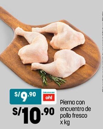 Plaza Vea Pierna con Encuentro de Pollo Fresco x kg oferta
