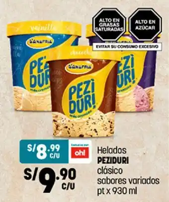 Plaza Vea Helados Peziduri sabores variados pt x 930ml oferta