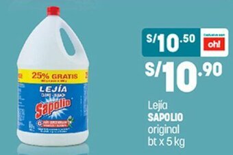 Plaza Vea Lejia Sapolio Original bt x 5kg oferta