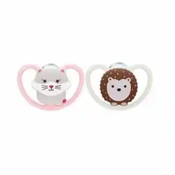 Set 2 chupon bebe space nuk 0-6m niña