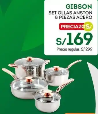 Tottus Gibson Set Ollas Anston 8 Piezas Acero oferta