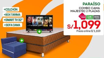 Tottus Paraíso Combo Cama Majestic 2 Plazas oferta