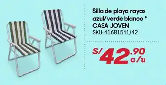 Hiperbodega Precio Uno Silla de Playa Rayas Azul / Verde Blanco Casa Joven oferta