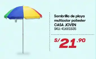 Hiperbodega Precio Uno Sombrilla de Playa Multicolor Poliester Casa Joven oferta