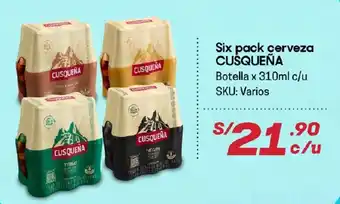 Hiperbodega Precio Uno Six Pack Cerveza Cusqueña botella x 310ml oferta
