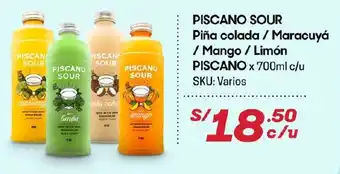 Hiperbodega Precio Uno Piscano Sour Piña Colada / Maracuyá / Mango / Limón Piscano x 700ml oferta