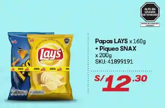 Hiperbodega Precio Uno Papas Lay's x 160g + Piqueo Snax x 200g oferta