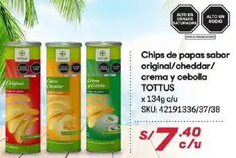 Hiperbodega Precio Uno Chips de Papas Sabor Original / Cheddar / Crema y Cebolla Tottus x 134g oferta