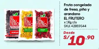 Hiperbodega Precio Uno Fruta Congelada de Fresa, Piña y Arandano El Frutero x 1kg oferta