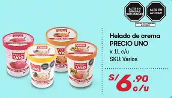 Hiperbodega Precio Uno Helado de Crema Precio Uno x 1L oferta