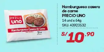 Hiperbodega Precio Uno Hamburguesa Casera de Carne Precio Uno 14 und x 64g oferta