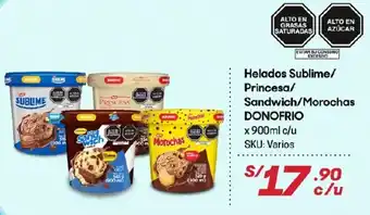 Hiperbodega Precio Uno Helados Sublime / Princesa / Sandwich / Morocahs Donofrio x 900ml oferta