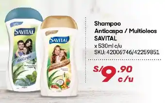 Hiperbodega Precio Uno Shampoo Anticaspa / Multioleos Savital x 530ml oferta