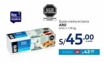 Makro Queso Crema en Barra Aro unid x 1.36kg oferta