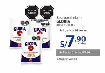 Makro Base paea Helado Gloria bolsa x 946ml oferta