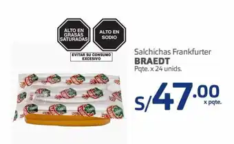 Makro Salchichas Frankfurter Braedt pqte x 24 unids oferta