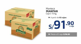 Makro Manteca Manpan caja x 10kg oferta