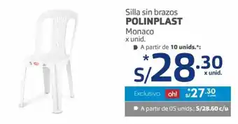 Makro Silla sin Brazos Polinplast Monaco x unid oferta
