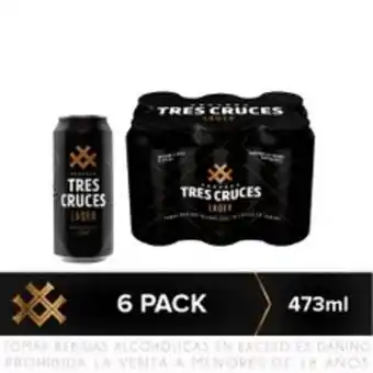 Metro Sixpack cerveza tres cruces lata 473ml oferta